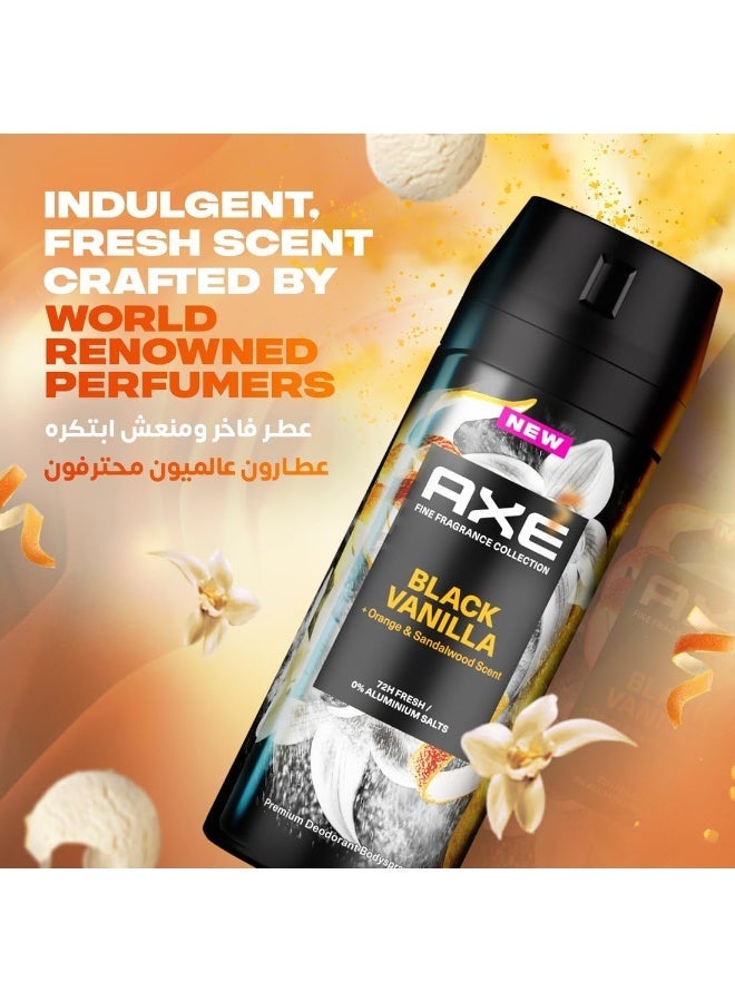 أكس مجموعة بخاخات الجسم الفاخرة للرجال  برائحة الفانيليا السوداء والبرتقال وخشب الصندل، انتعاش يدوم حتى 72 ساعة، خالٍ من الألومنيوم، 150 مل - Image 3